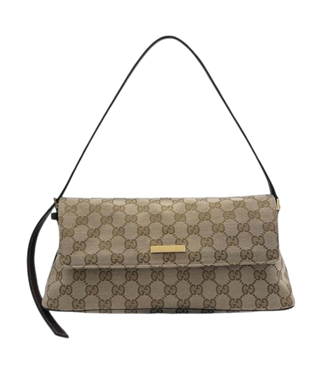GUCCI Бежевая жаккардовая сумка через плечо, фото 1