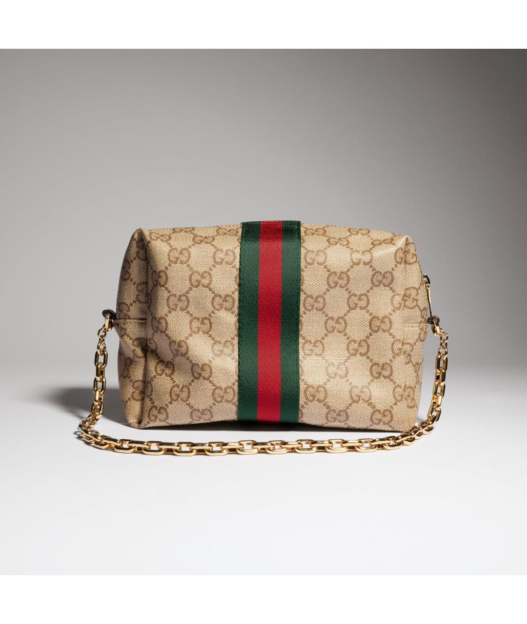 GUCCI Бежевая сумка через плечо из канвы, фото 2