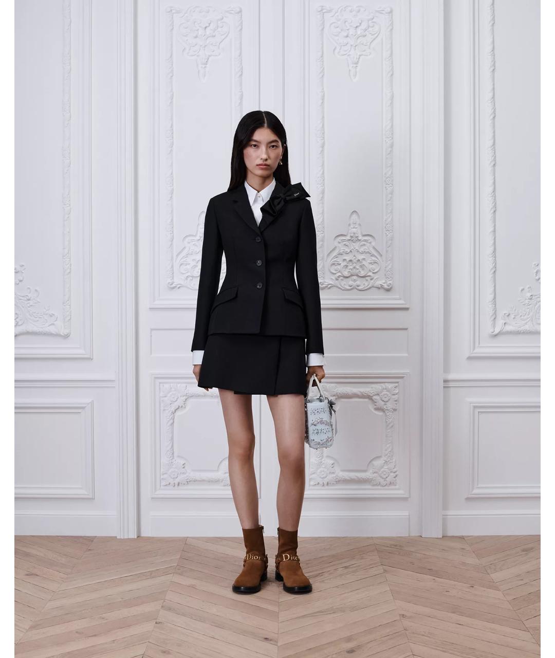 CHRISTIAN DIOR Черная шерстяная юбка мини, фото 4