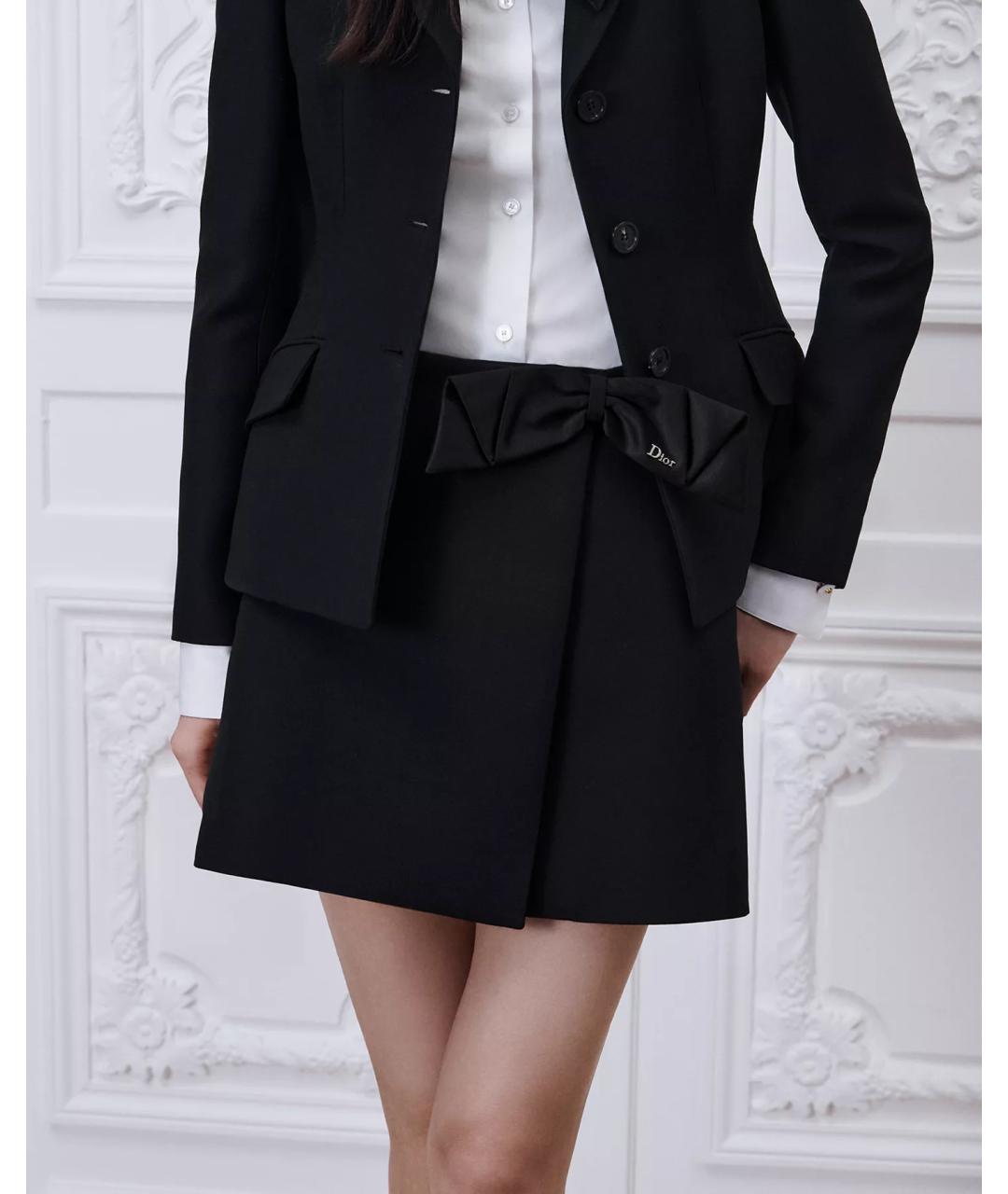 CHRISTIAN DIOR Черная шерстяная юбка мини, фото 5