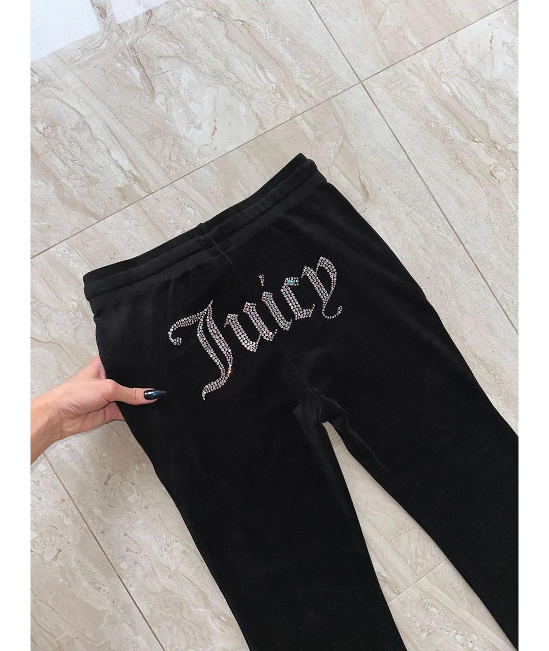 JUICY COUTURE Черные велюровые брюки широкие, фото 4