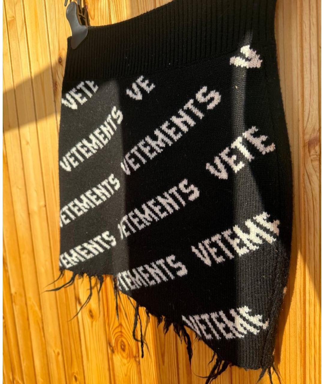 VETEMENTS Черная шерстяная юбка мини, фото 2