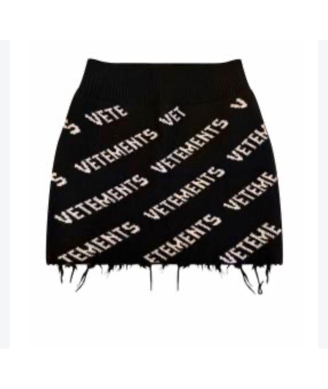 VETEMENTS Черная шерстяная юбка мини, фото 7