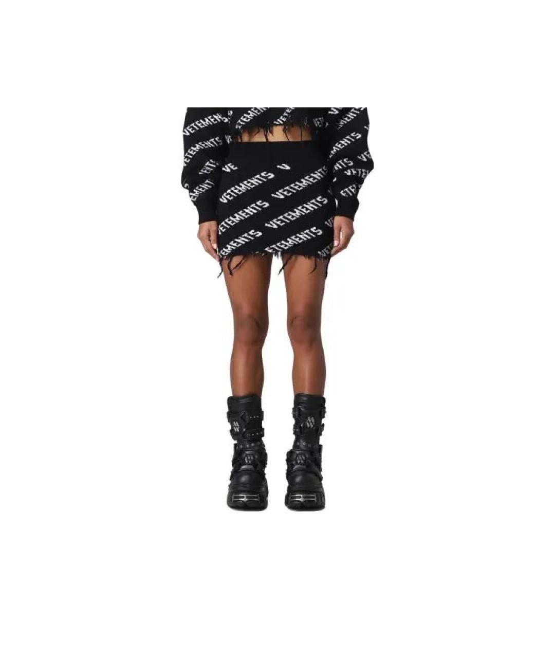 VETEMENTS Черная шерстяная юбка мини, фото 6