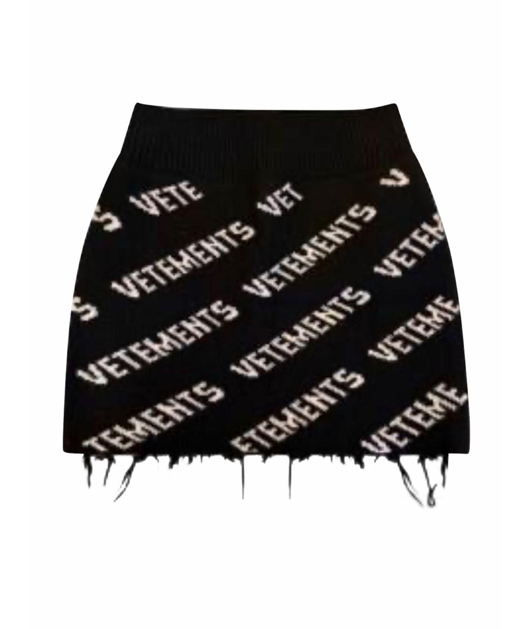 VETEMENTS Черная шерстяная юбка мини, фото 1