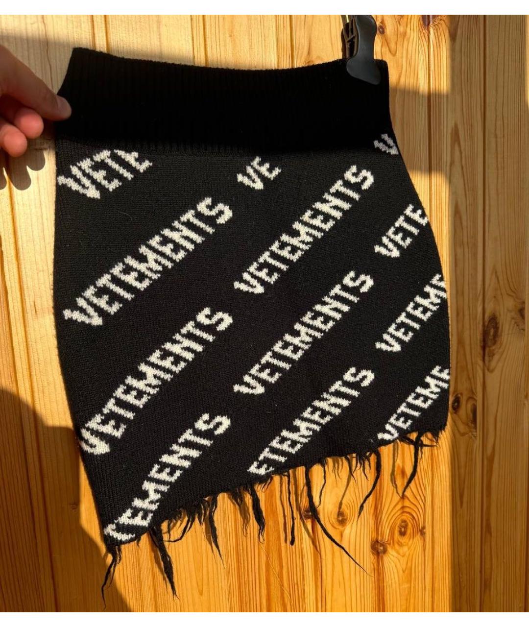 VETEMENTS Черная шерстяная юбка мини, фото 3