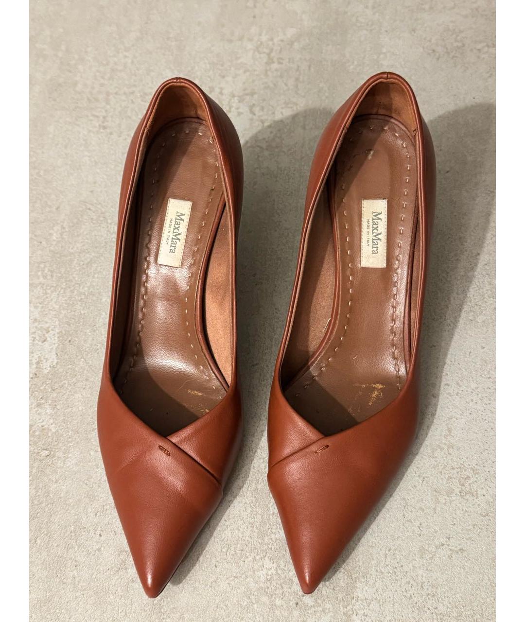 MAX MARA Коричневые кожаные туфли, фото 2