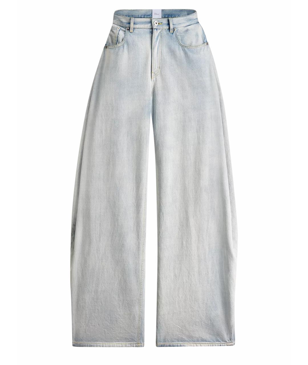 CHRISTIAN DIOR Голубые хлопковые прямые джинсы, фото 1