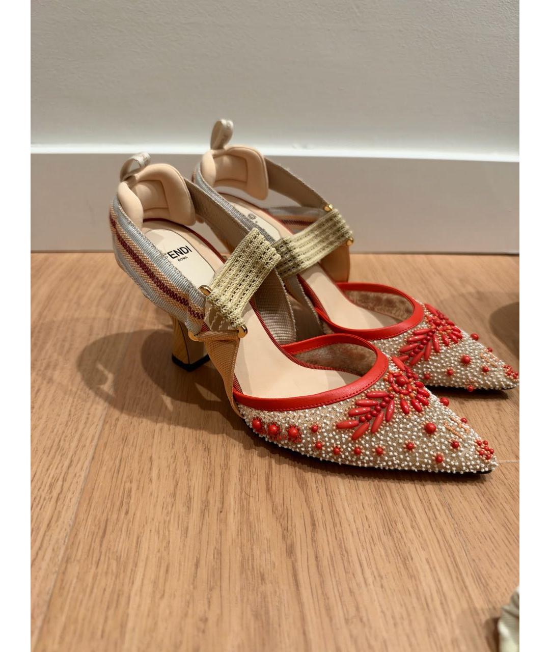 FENDI Коралловые текстильные туфли, фото 5