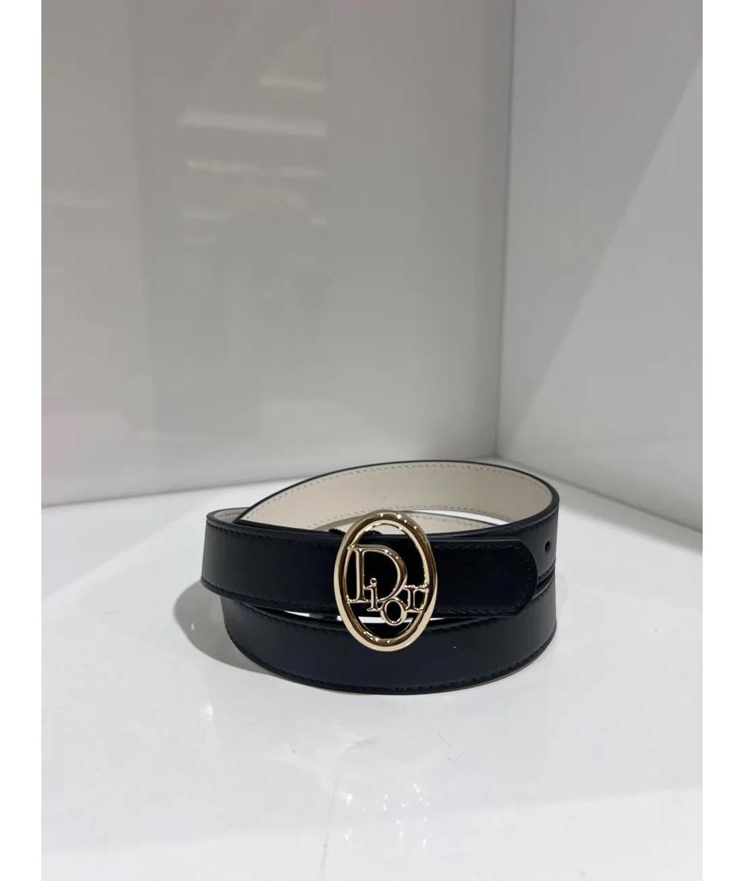CHRISTIAN DIOR Черный кожаный ремень, фото 2
