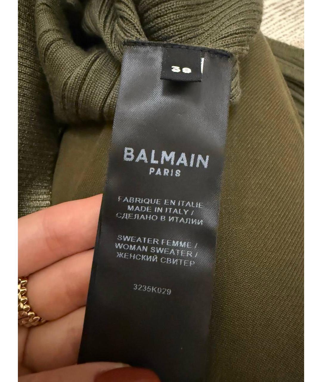 BALMAIN Хаки кашемировая водолазка, фото 5