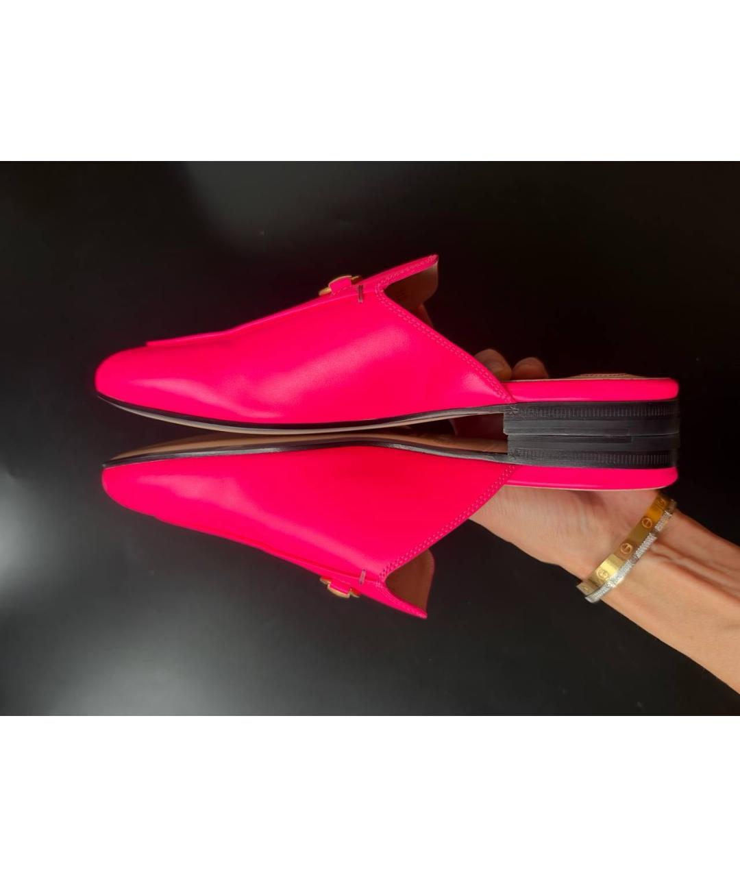 GUCCI Розовые кожаные мюли, фото 9