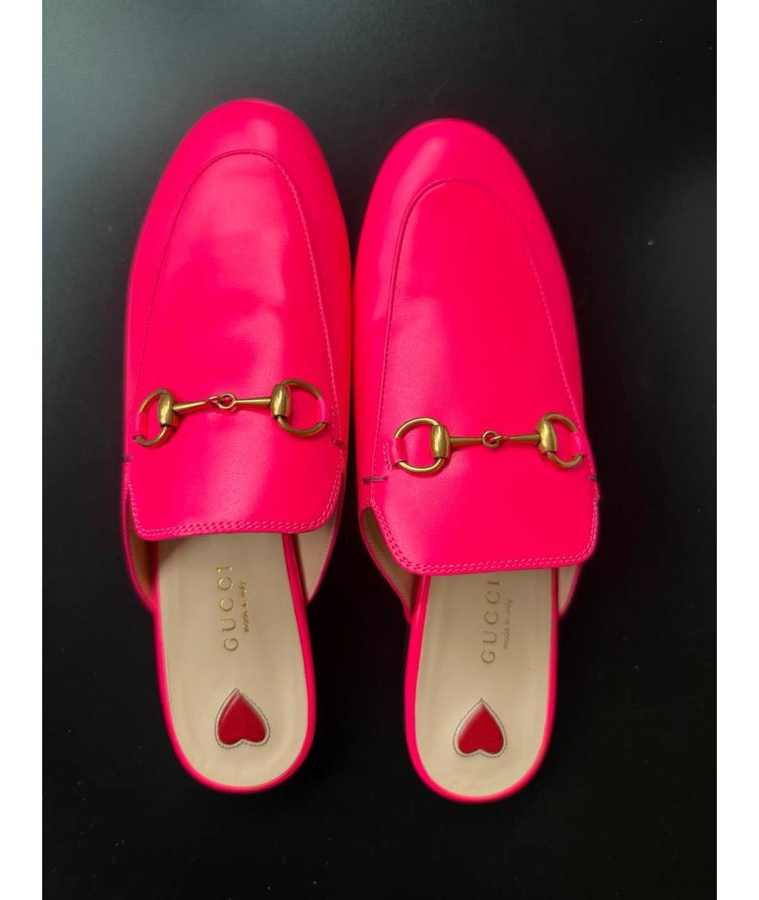 GUCCI Розовые кожаные мюли, фото 3