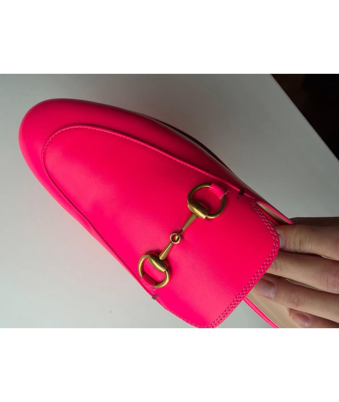 GUCCI Розовые кожаные мюли, фото 6