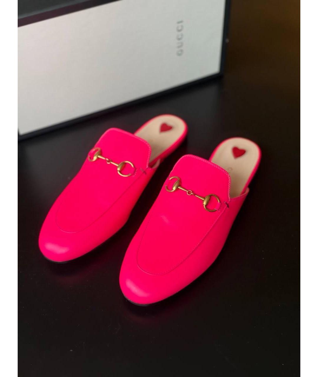 GUCCI Розовые кожаные мюли, фото 2