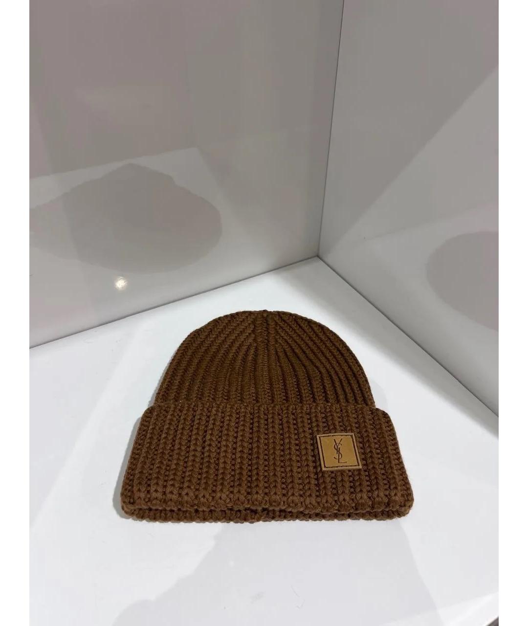 SAINT LAURENT Коричневая шапка, фото 2
