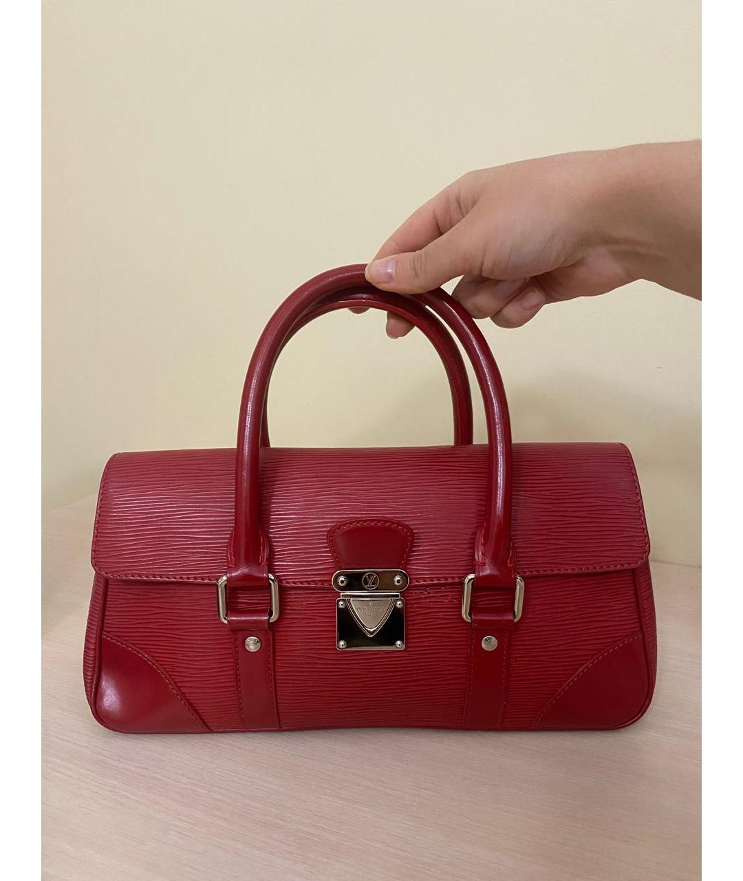 LOUIS VUITTON Красная кожаная сумка с короткими ручками, фото 5