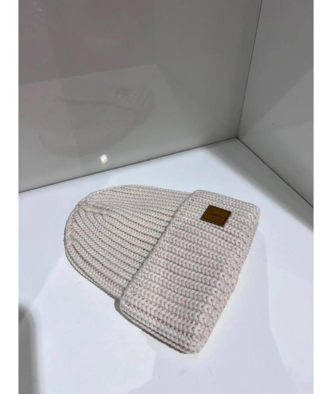 SAINT LAURENT Белая шерстяная шапка, фото 3