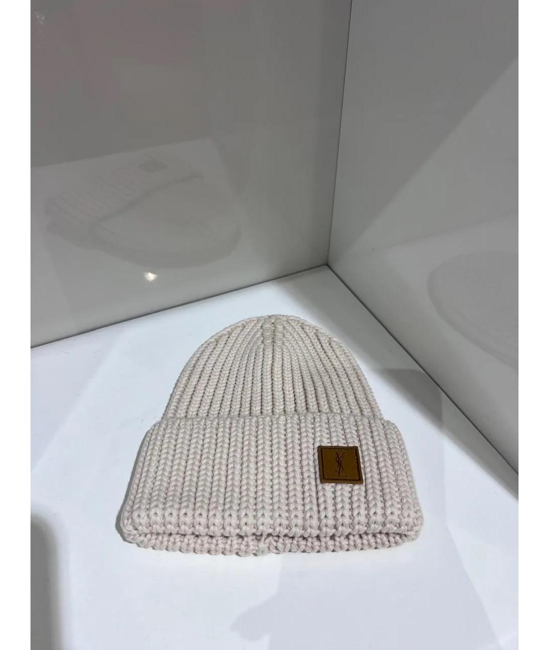 SAINT LAURENT Белая шерстяная шапка, фото 2