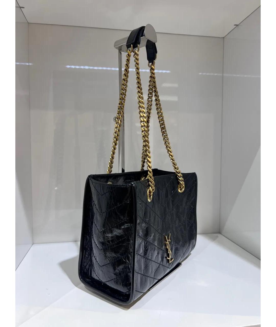 SAINT LAURENT Черная кожаная сумка тоут, фото 3