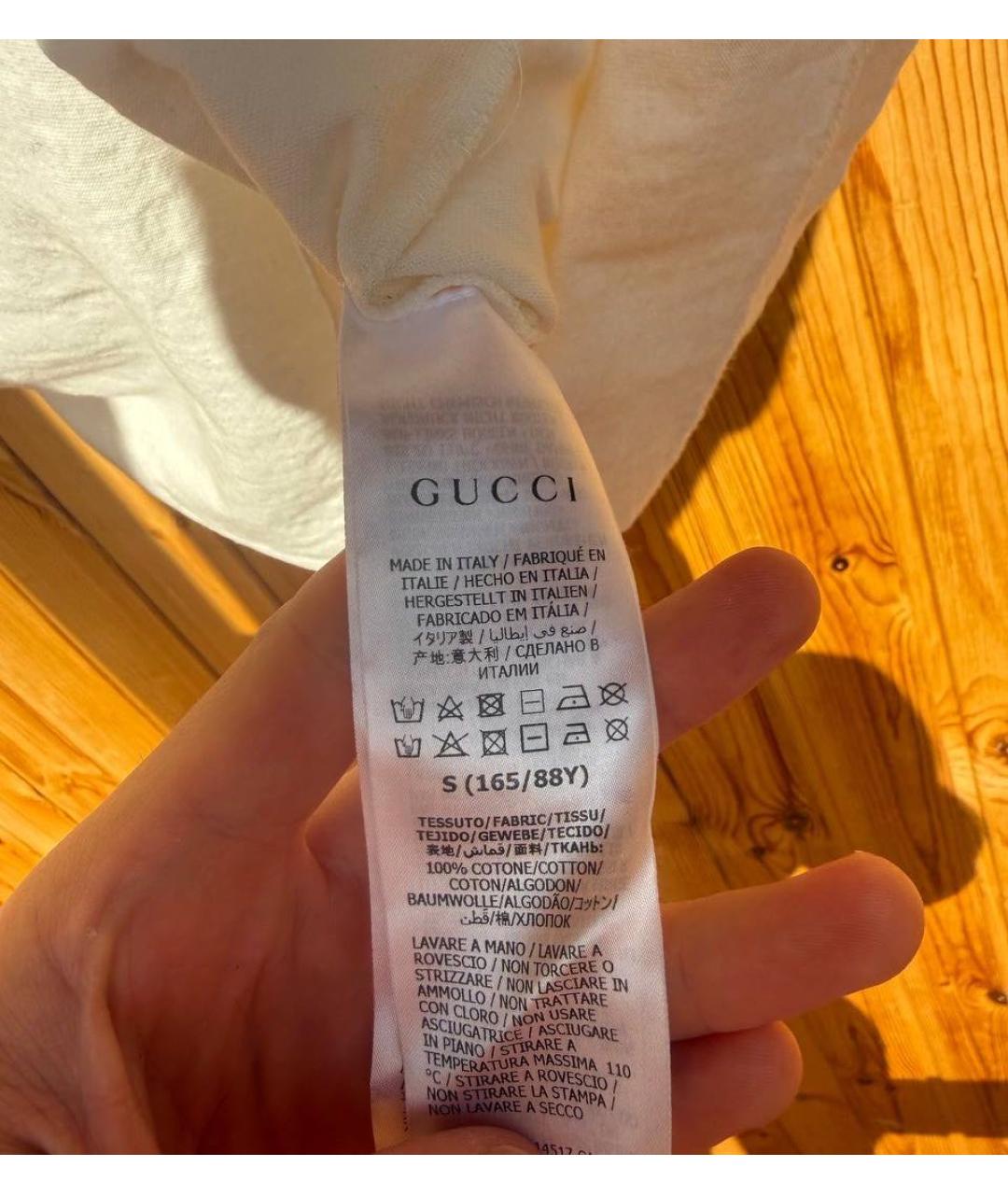 GUCCI Белая хлопковая футболка, фото 4