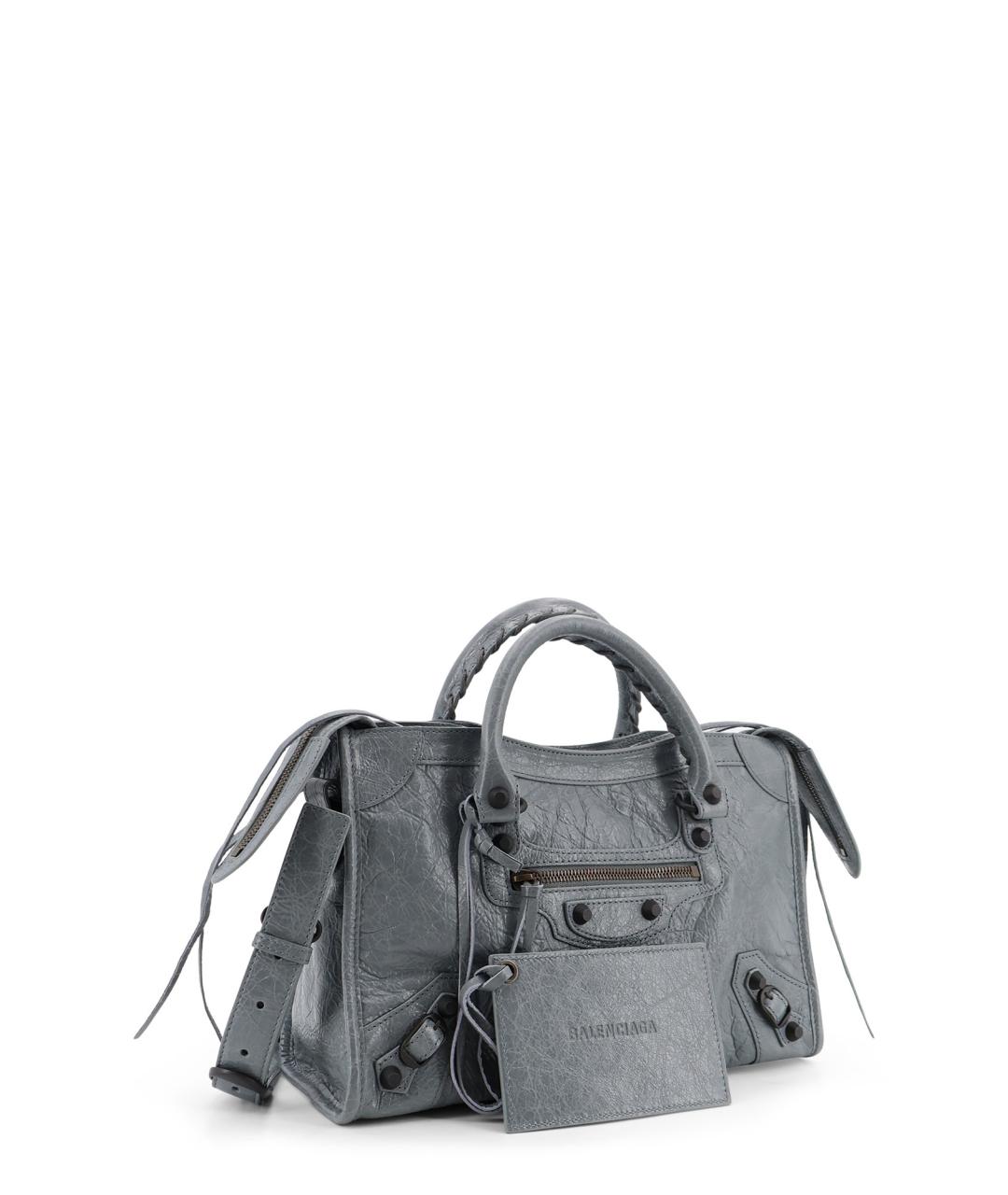 BALENCIAGA Голубая кожаная сумка тоут, фото 3