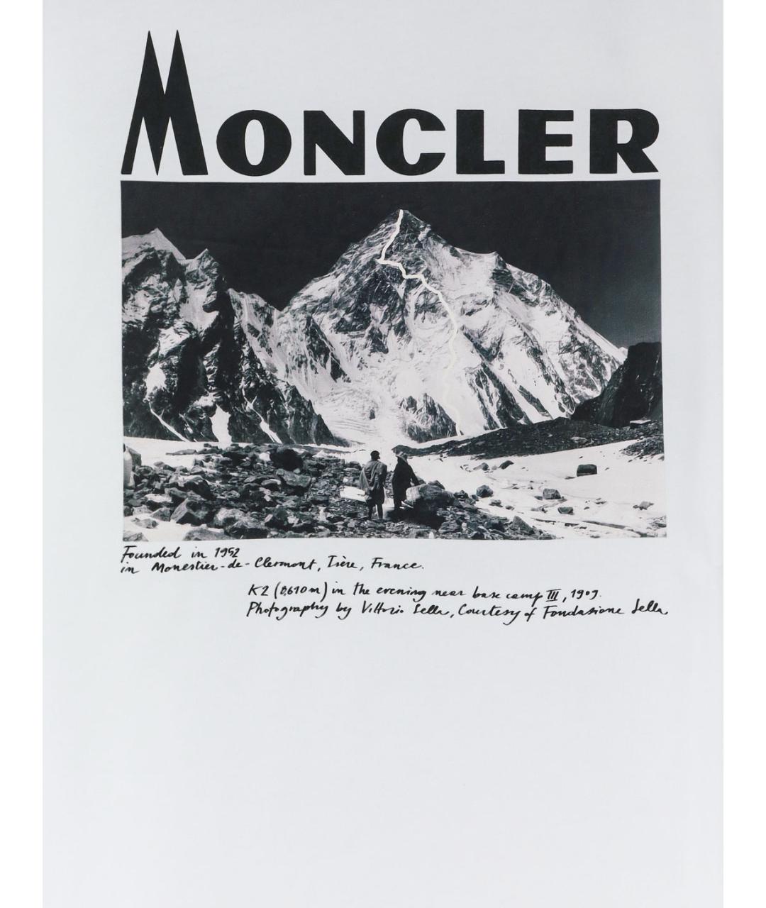 MONCLER Белая хлопковая футболка, фото 3