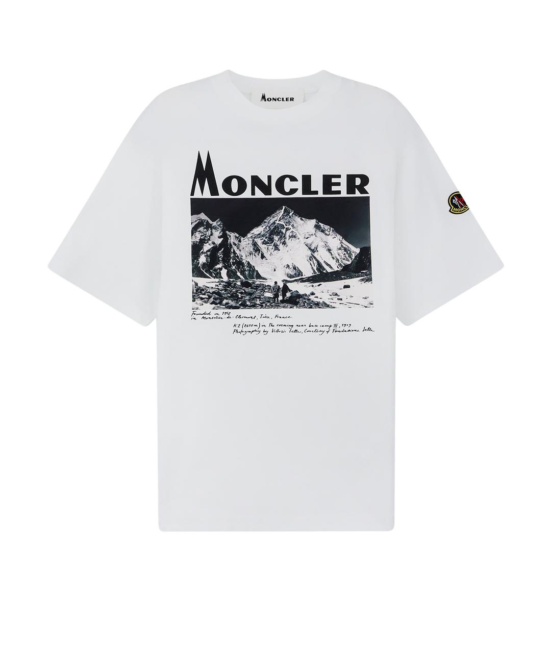 MONCLER Белая хлопковая футболка, фото 4