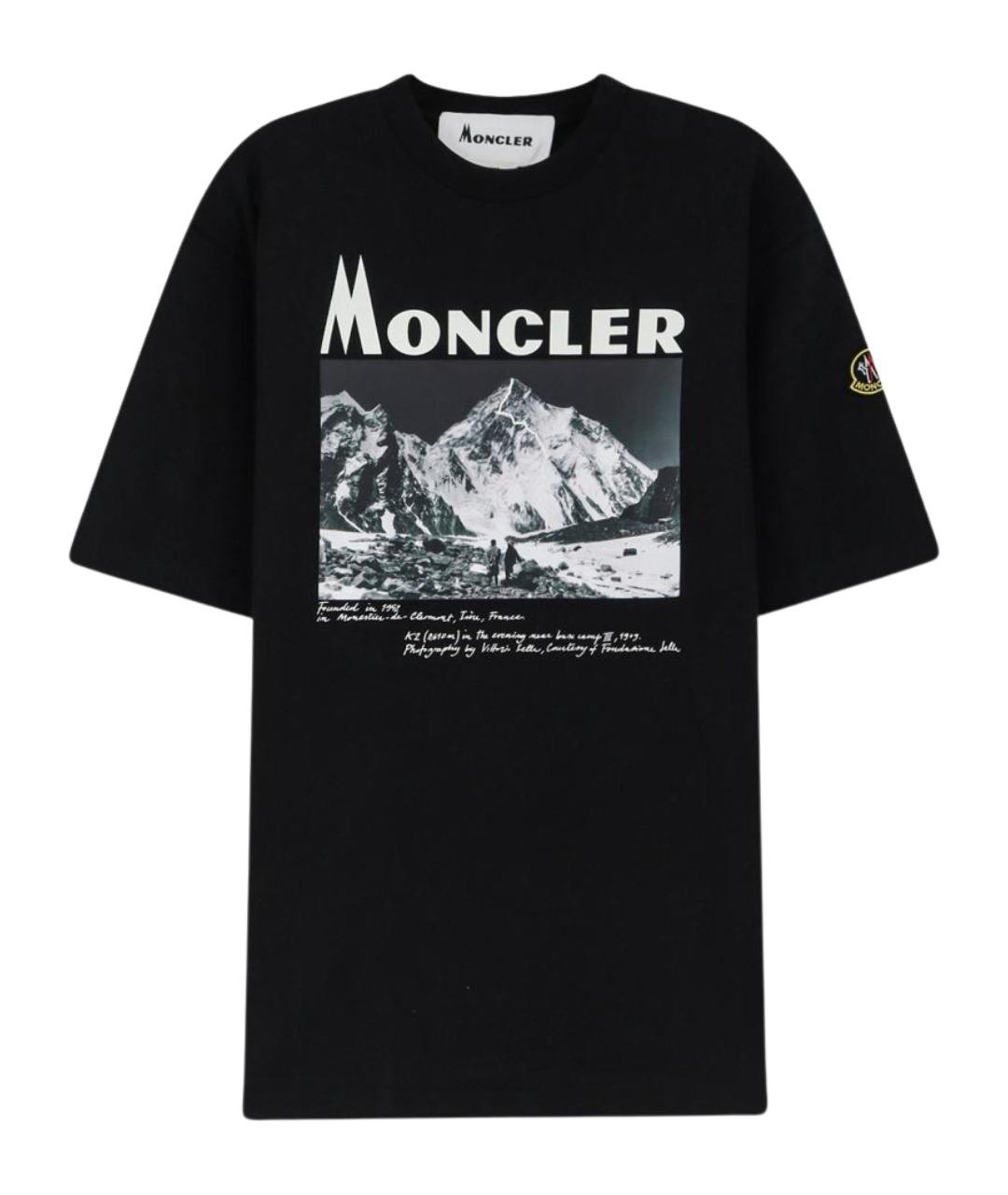 MONCLER Черная хлопковая футболка, фото 1