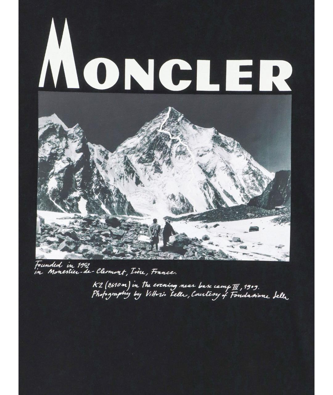 MONCLER Черная хлопковая футболка, фото 3