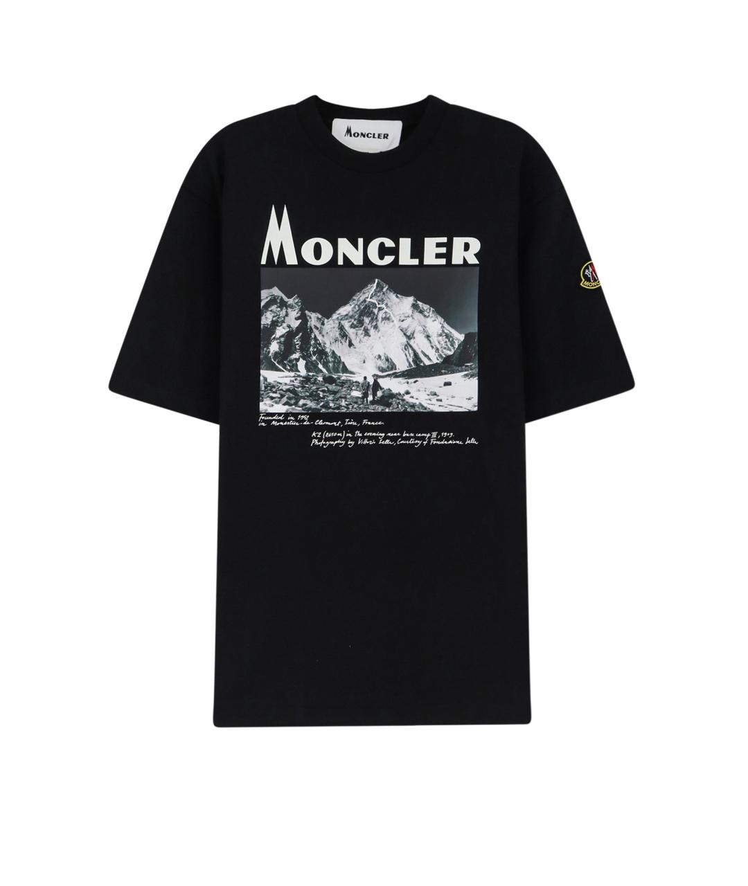 MONCLER Черная хлопковая футболка, фото 4