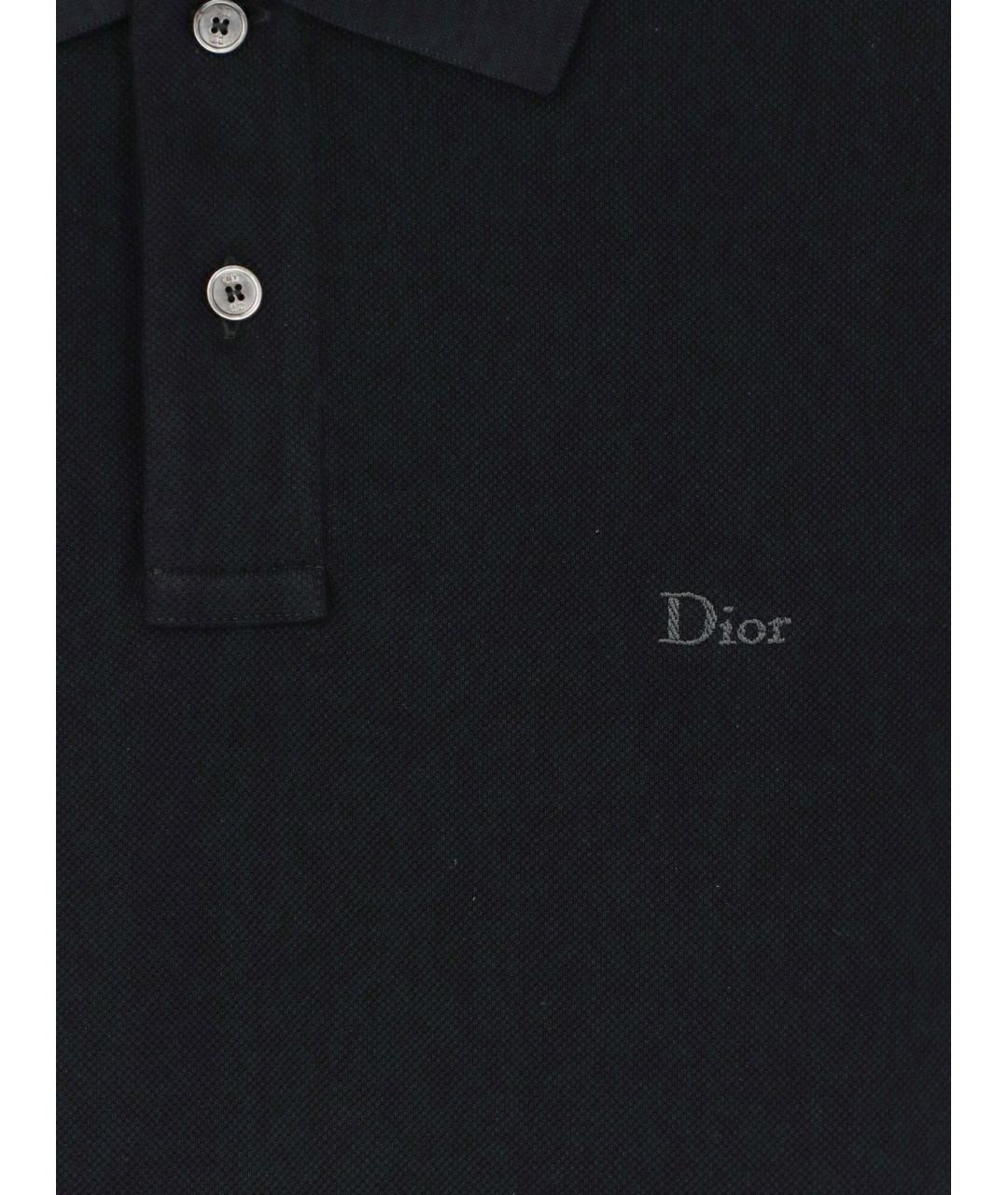 CHRISTIAN DIOR Черное хлопковое поло с коротким рукавом, фото 3