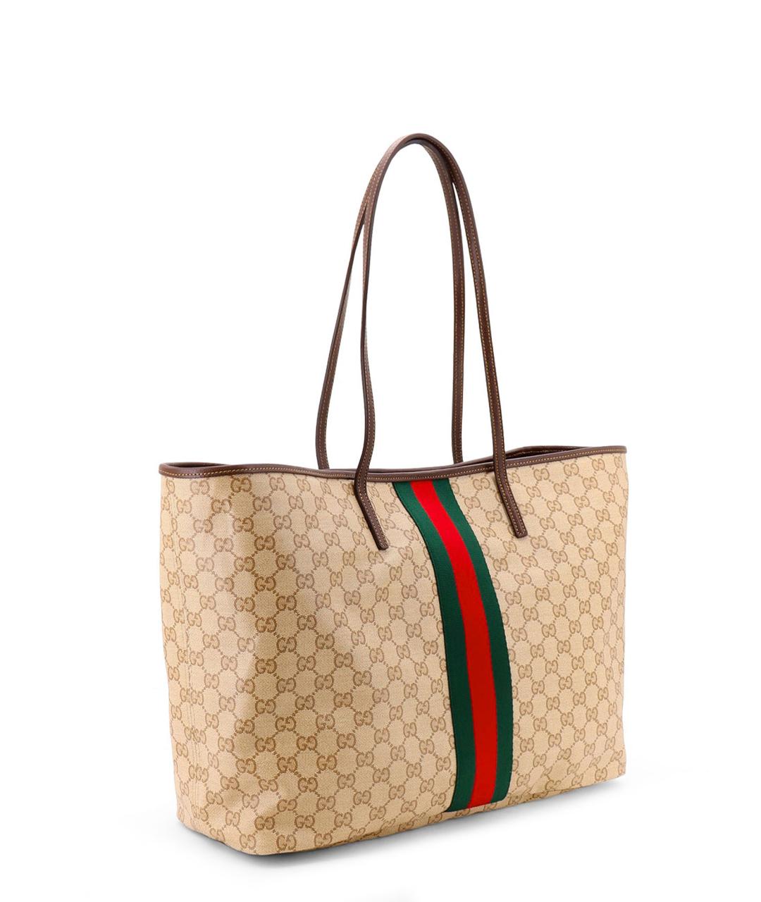 GUCCI Бежевая сумка тоут из канвы, фото 3