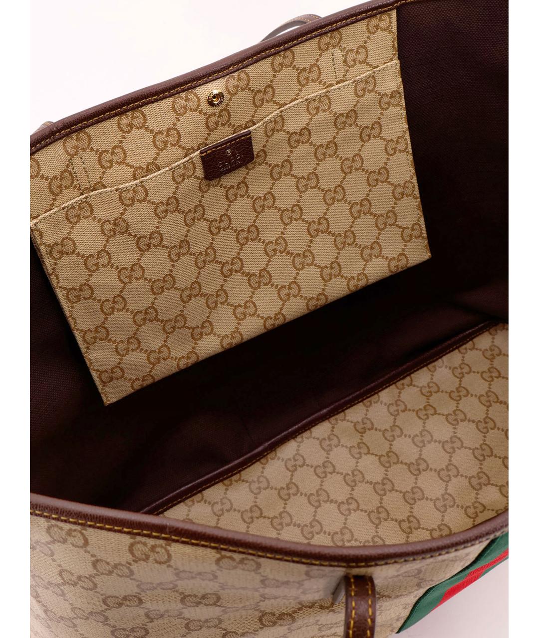 GUCCI Бежевая сумка тоут из канвы, фото 4