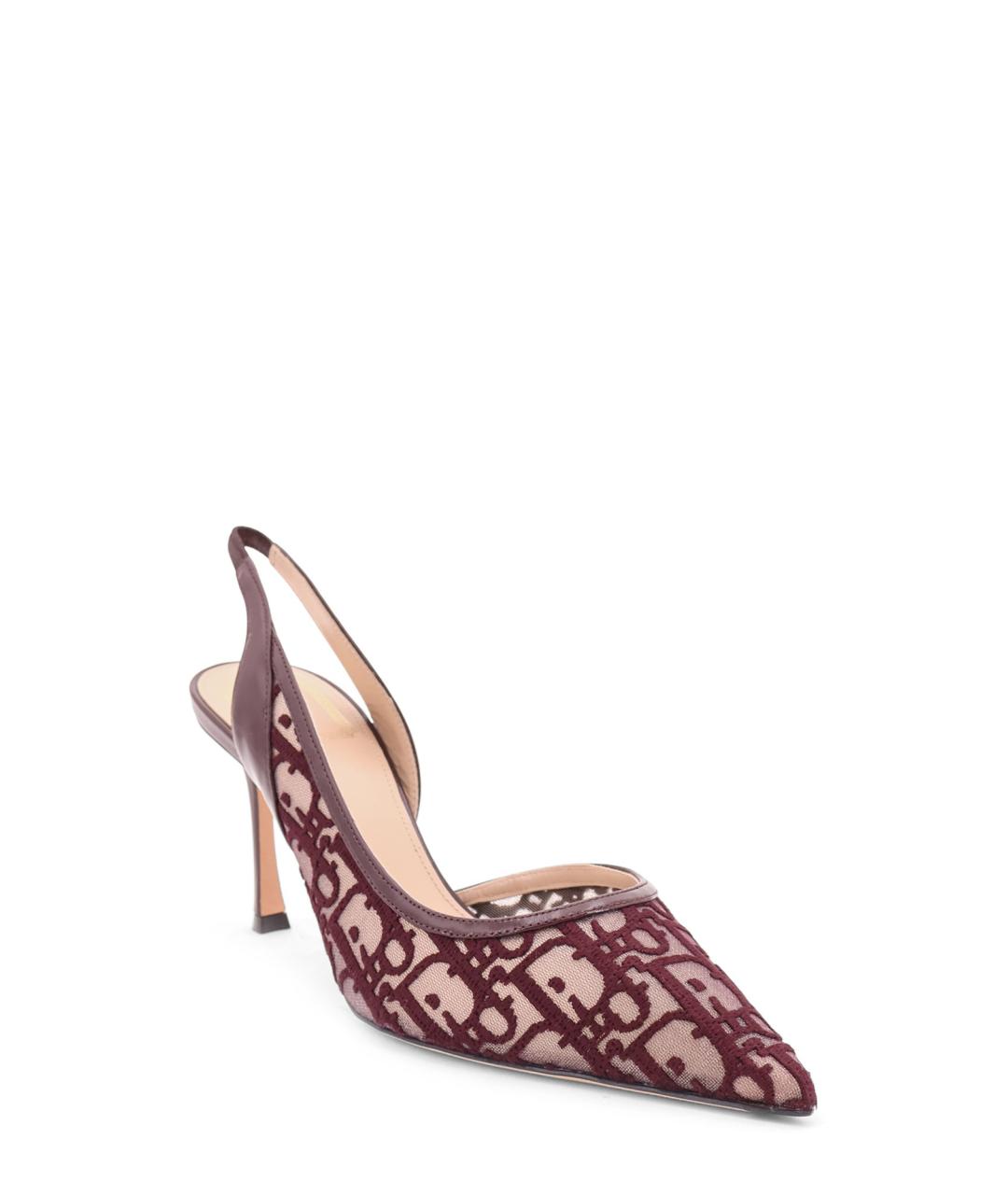 CHRISTIAN DIOR Бордовые текстильные туфли, фото 2