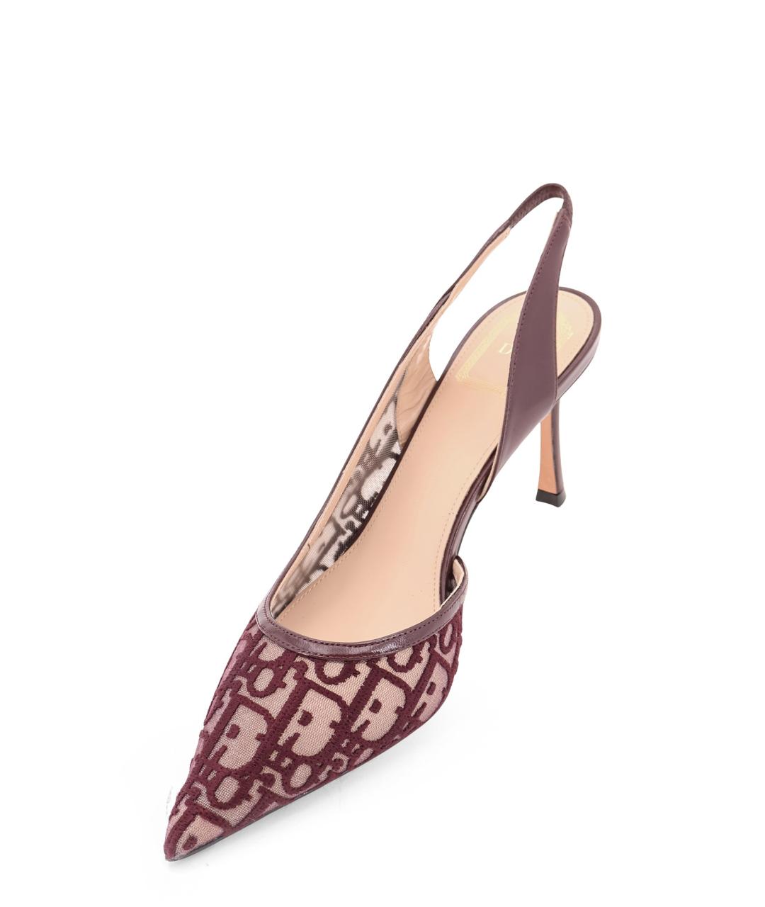 CHRISTIAN DIOR Бордовые текстильные туфли, фото 4