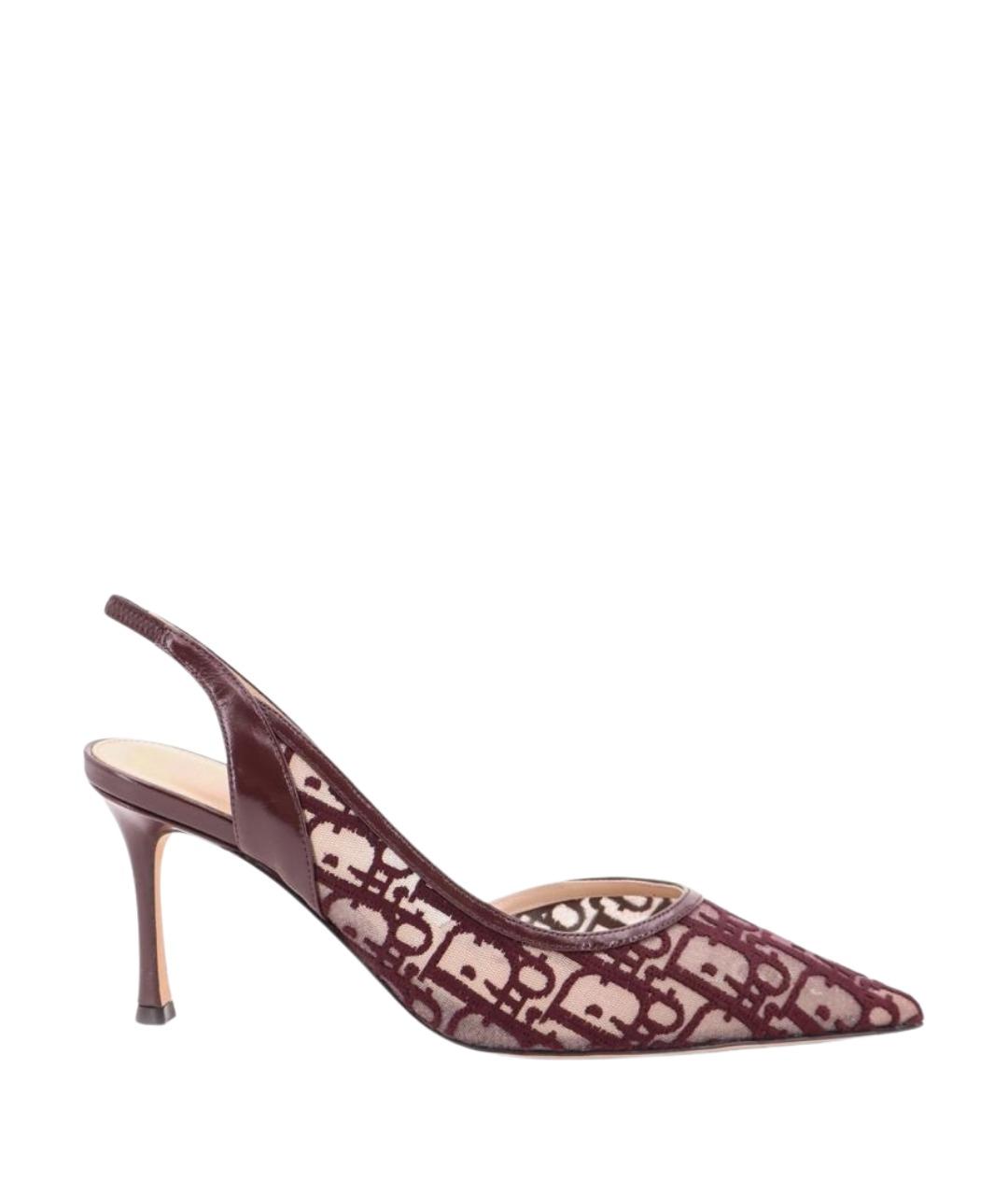 CHRISTIAN DIOR Бордовые текстильные туфли, фото 1