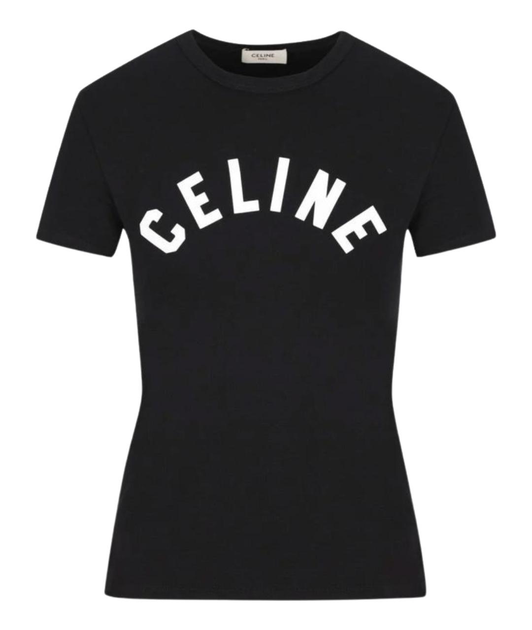 CELINE Черная хлопковая футболка, фото 1