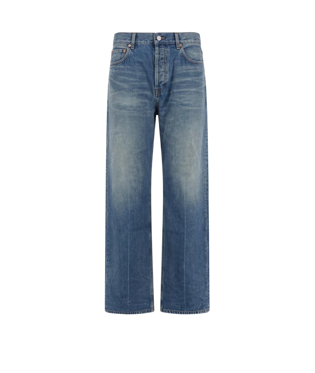 SAINT LAURENT Синие хлопковые прямые джинсы, фото 4