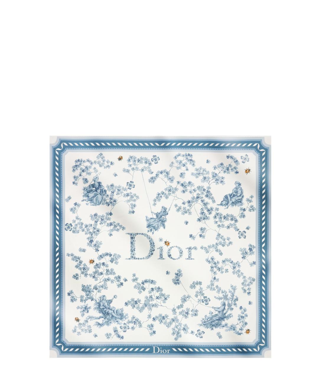 CHRISTIAN DIOR Синий шелковый платок, фото 1