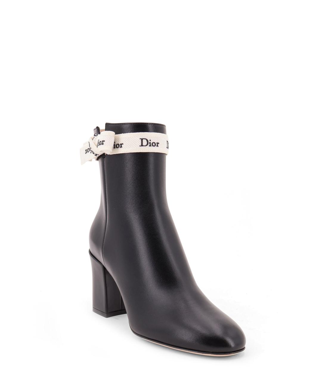 CHRISTIAN DIOR Черные кожаные ботильоны, фото 3