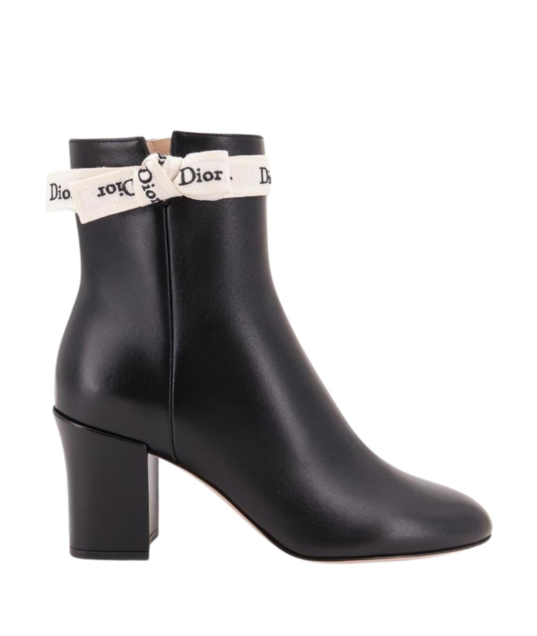 CHRISTIAN DIOR Черные кожаные ботильоны, фото 1