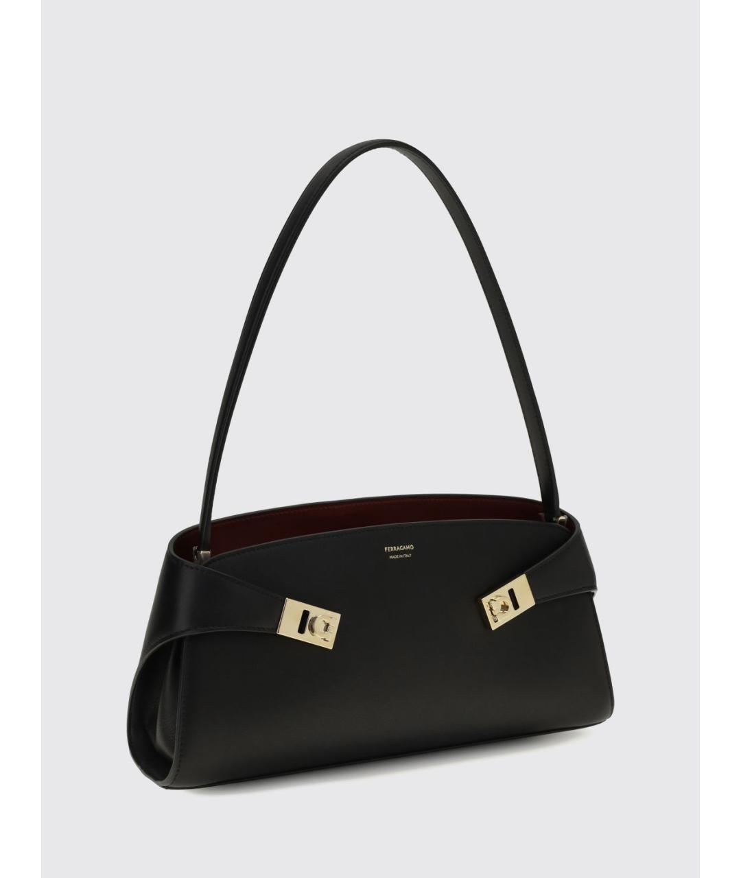 FERRAGAMO Черная кожаная сумка через плечо, фото 4