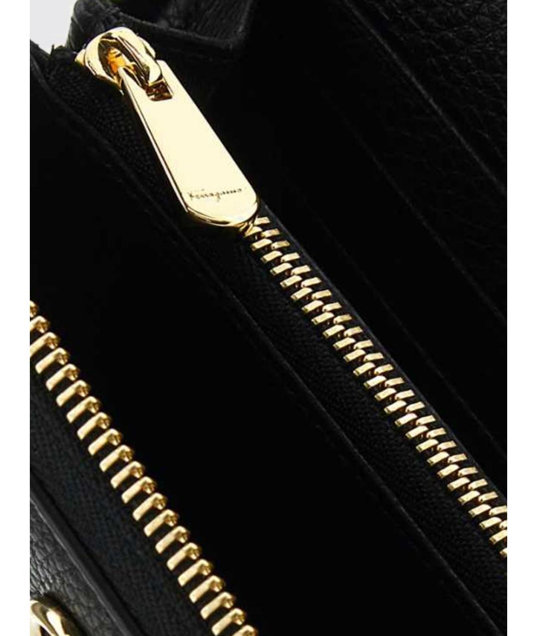 FERRAGAMO Черный кожаный кошелек, фото 4