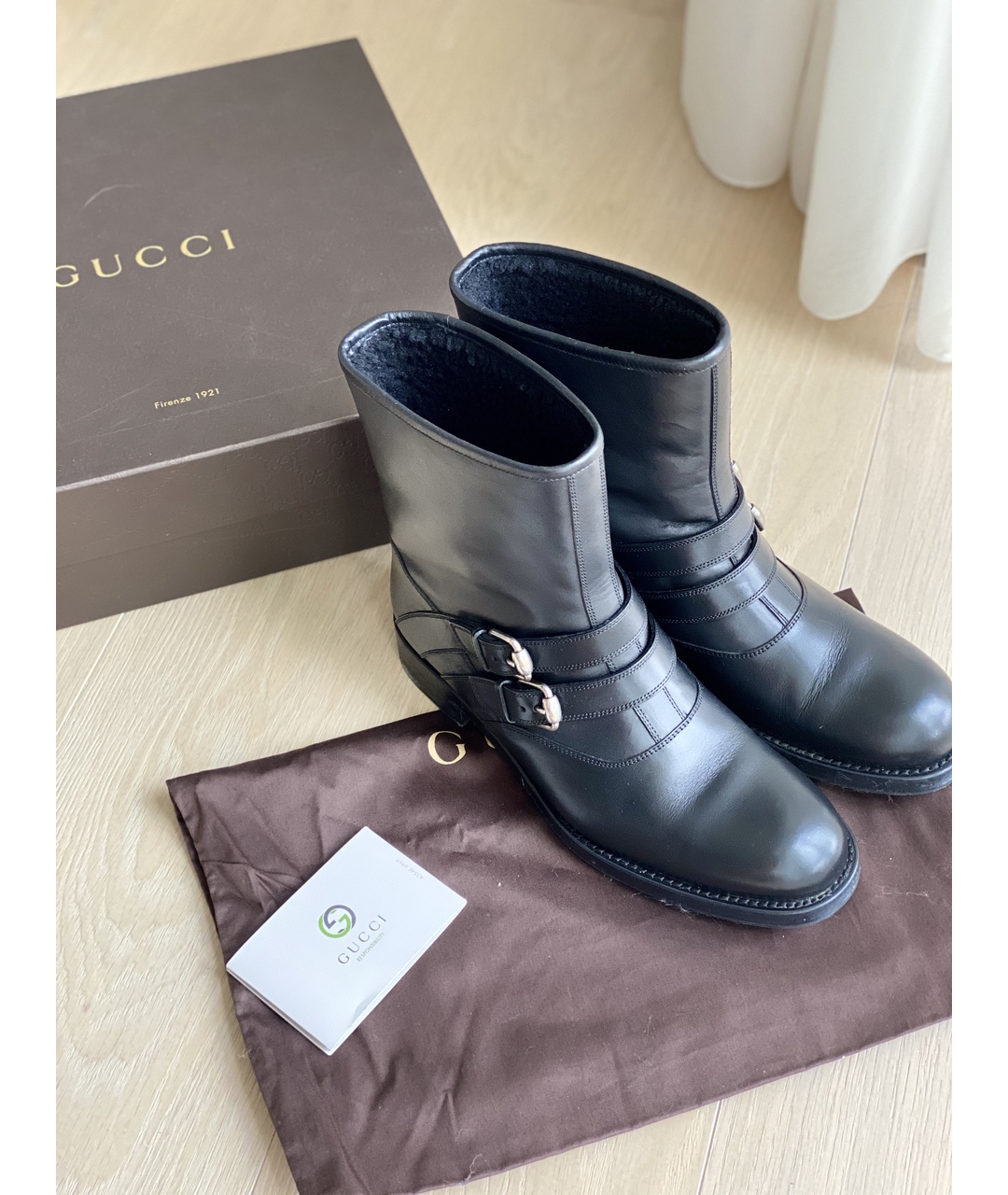 GUCCI Черные кожаные сапоги, фото 2