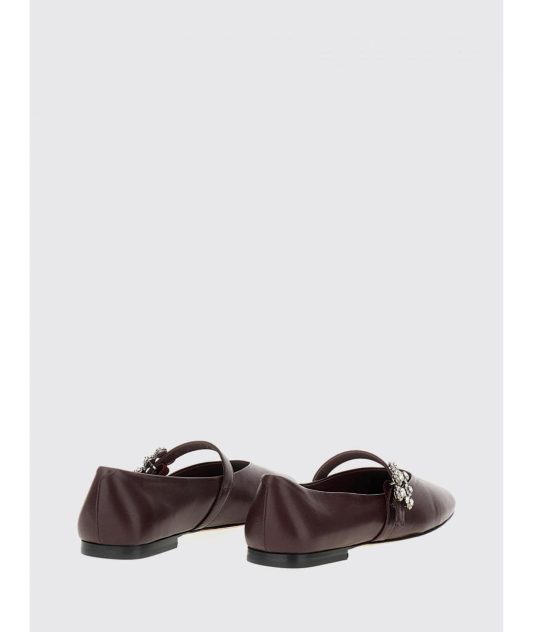 ROGER VIVIER Бордовые кожаные балетки, фото 3