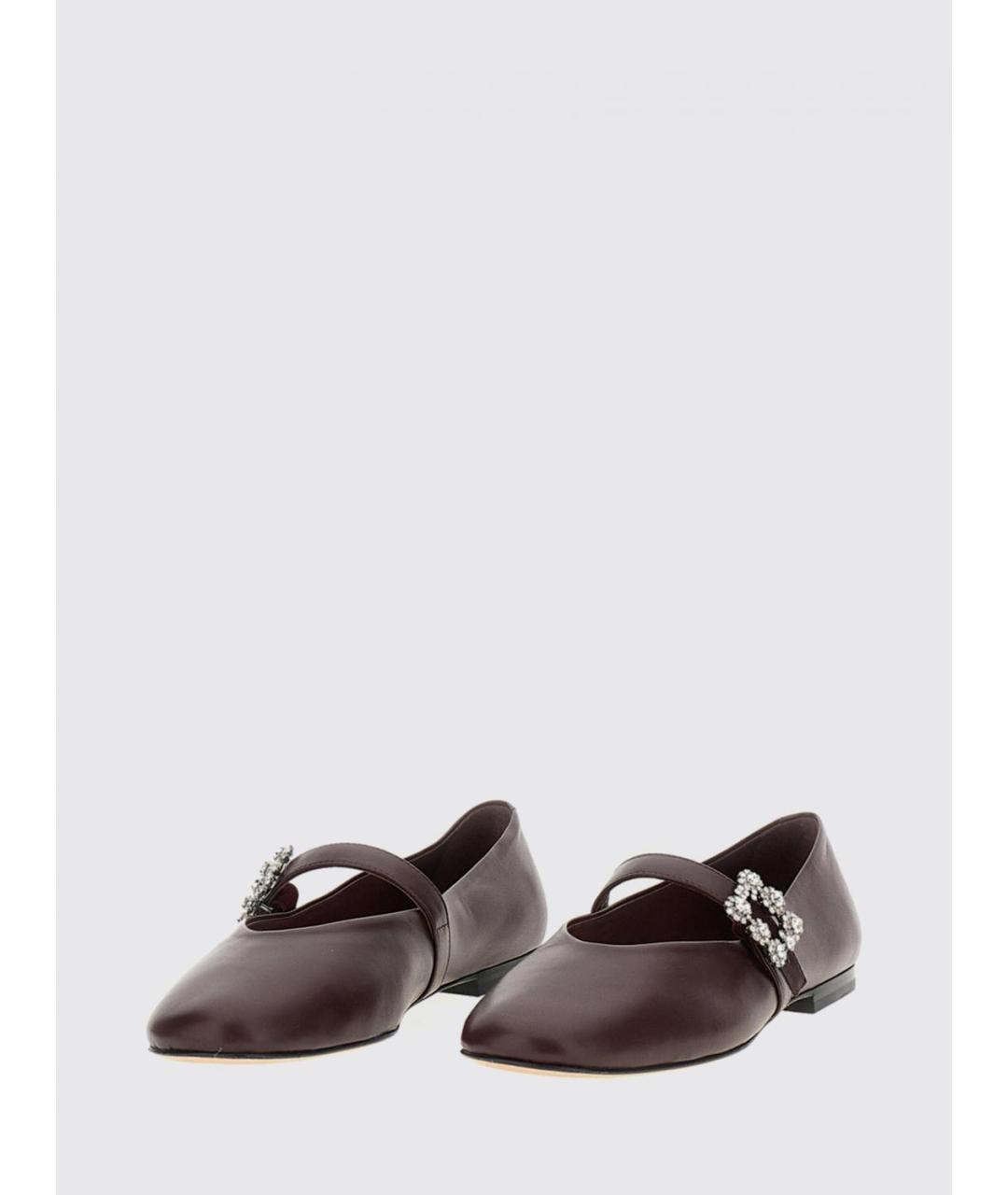ROGER VIVIER Бордовые кожаные балетки, фото 2