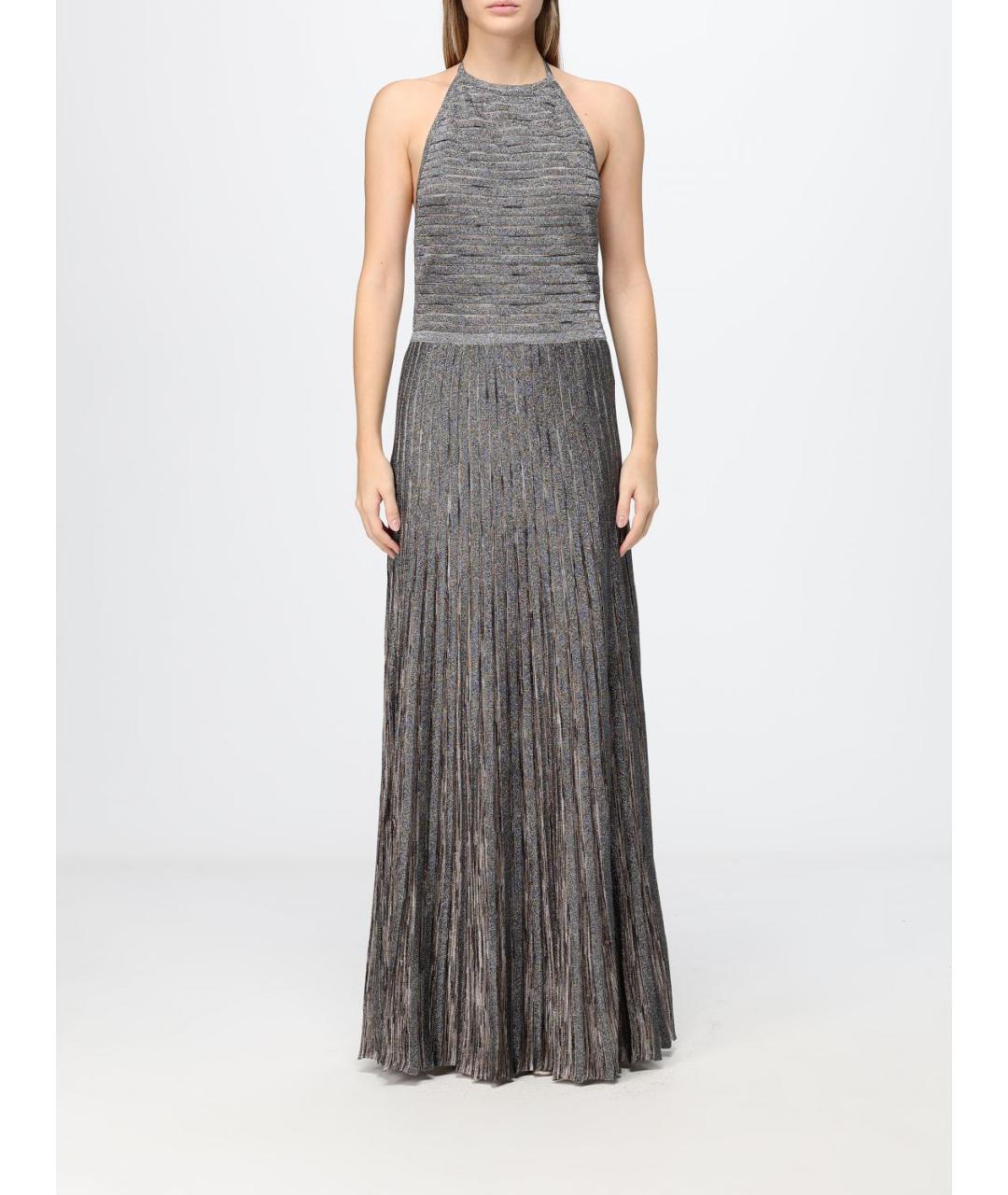 MISSONI Серебряное вискозное коктейльное платье, фото 4