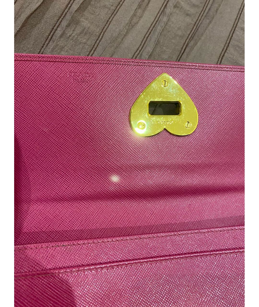 PRADA Розовый кожаный кошелек, фото 3
