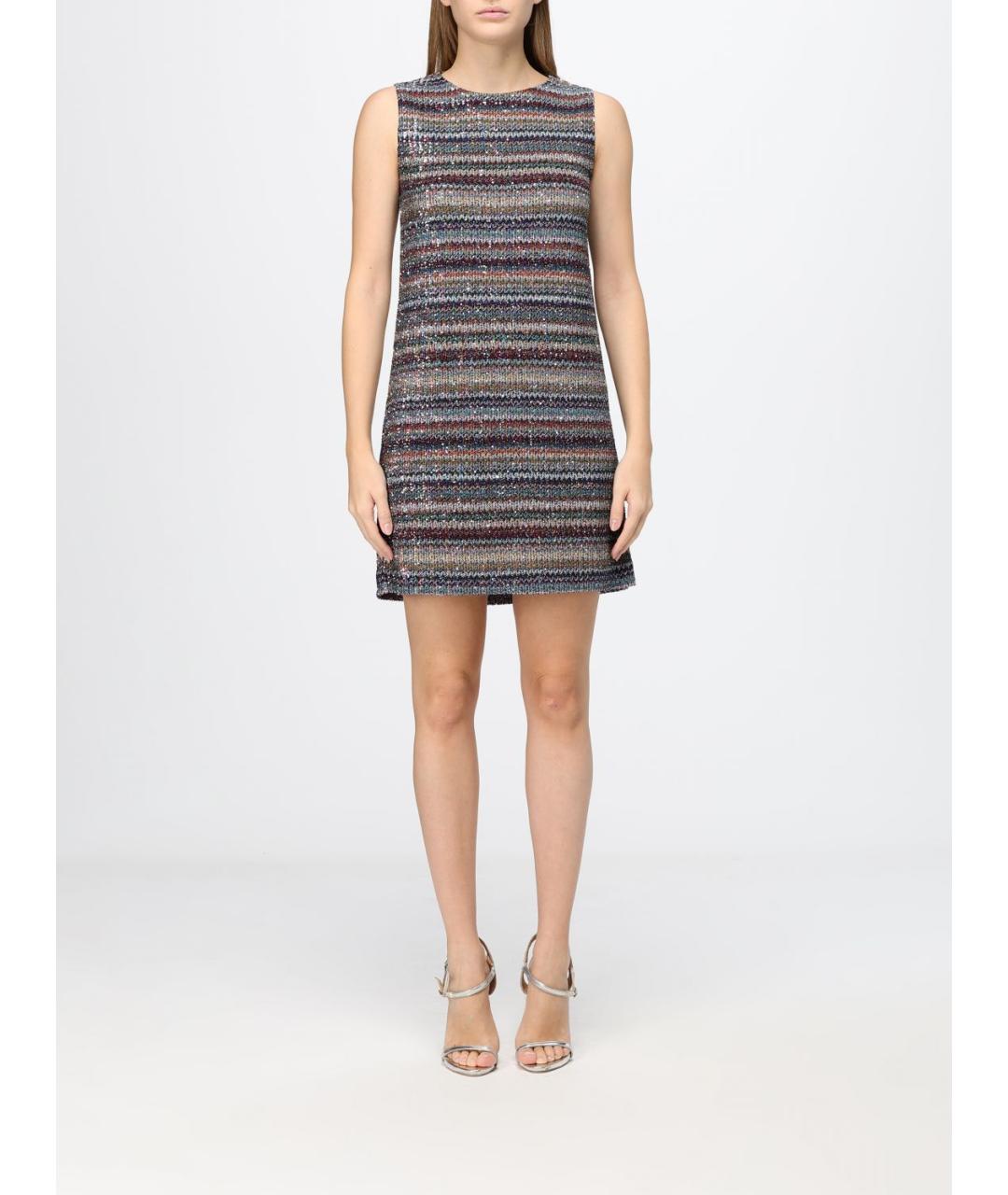 MISSONI Серебряное вискозное коктейльное платье, фото 4